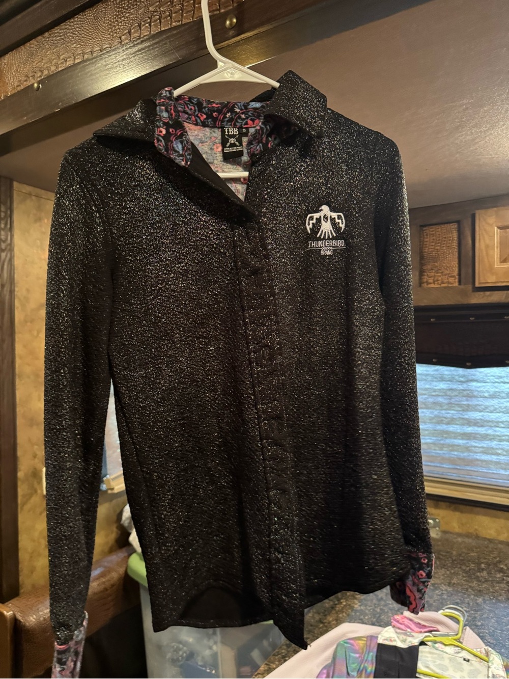 Thunderbird Black Metallic Button-Down Shirt